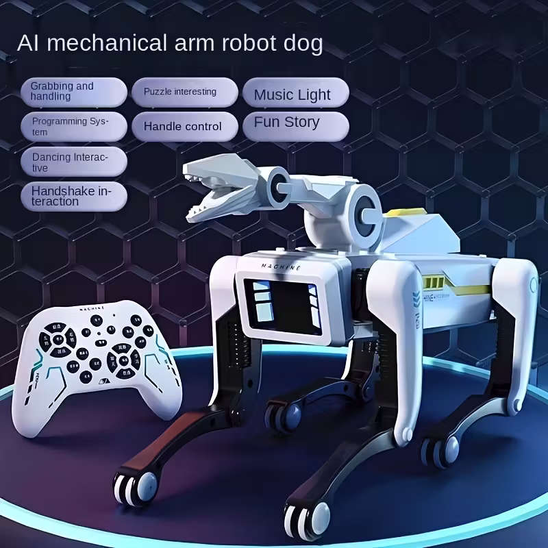 AI Smart Interactive Intelligent Dog Robot with Remote Controlled Arm
