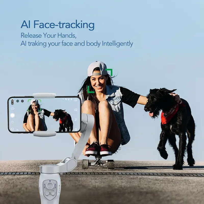 1pc Handheld Gimbal 3-Axis Stabilizer with Smart Gesture Control USB Charging Wireless 2550mAh Lithi