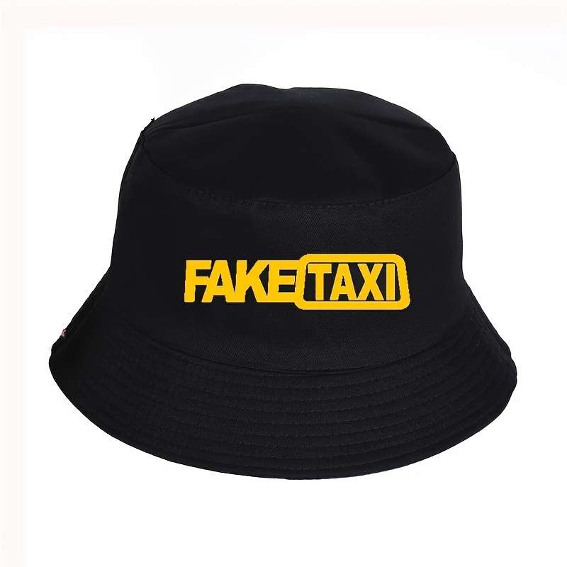 Chic Fake Taxi Print Bucket Hat