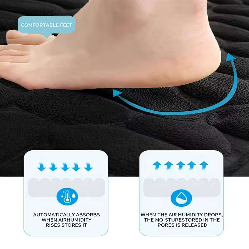 3-Piece Embossed Pebble Pattern Bathroom Rug Set Black