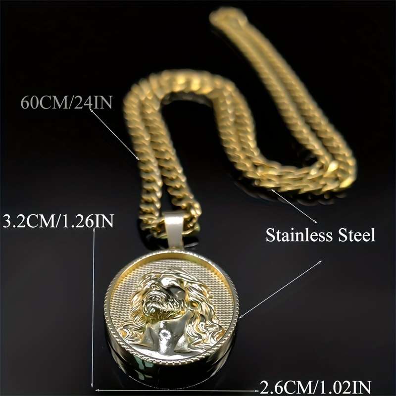 1 Piece Golden Jesus Theme Pendant
