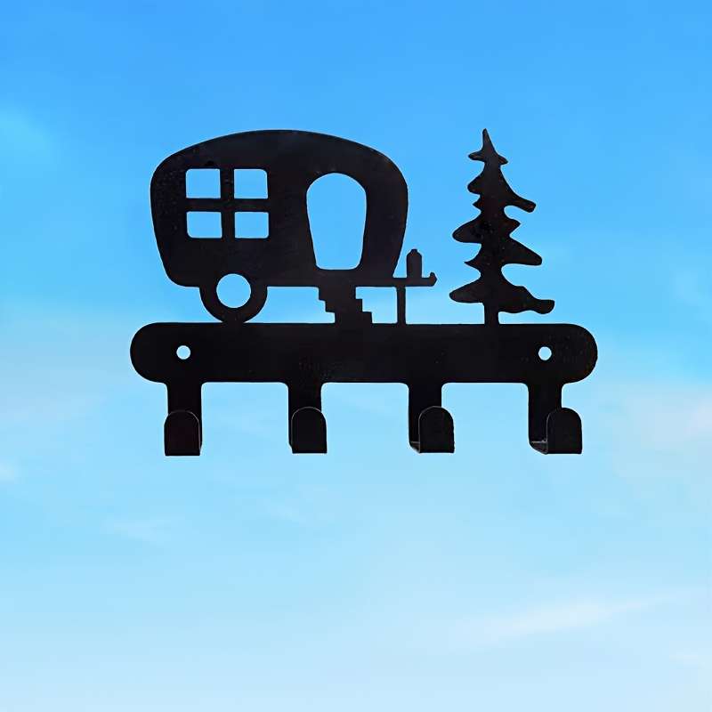 4 Hooks Metal Car Key Hook Door Back Wall Decoration Clothes Hat Hook Decor Wall Decoration Garage D