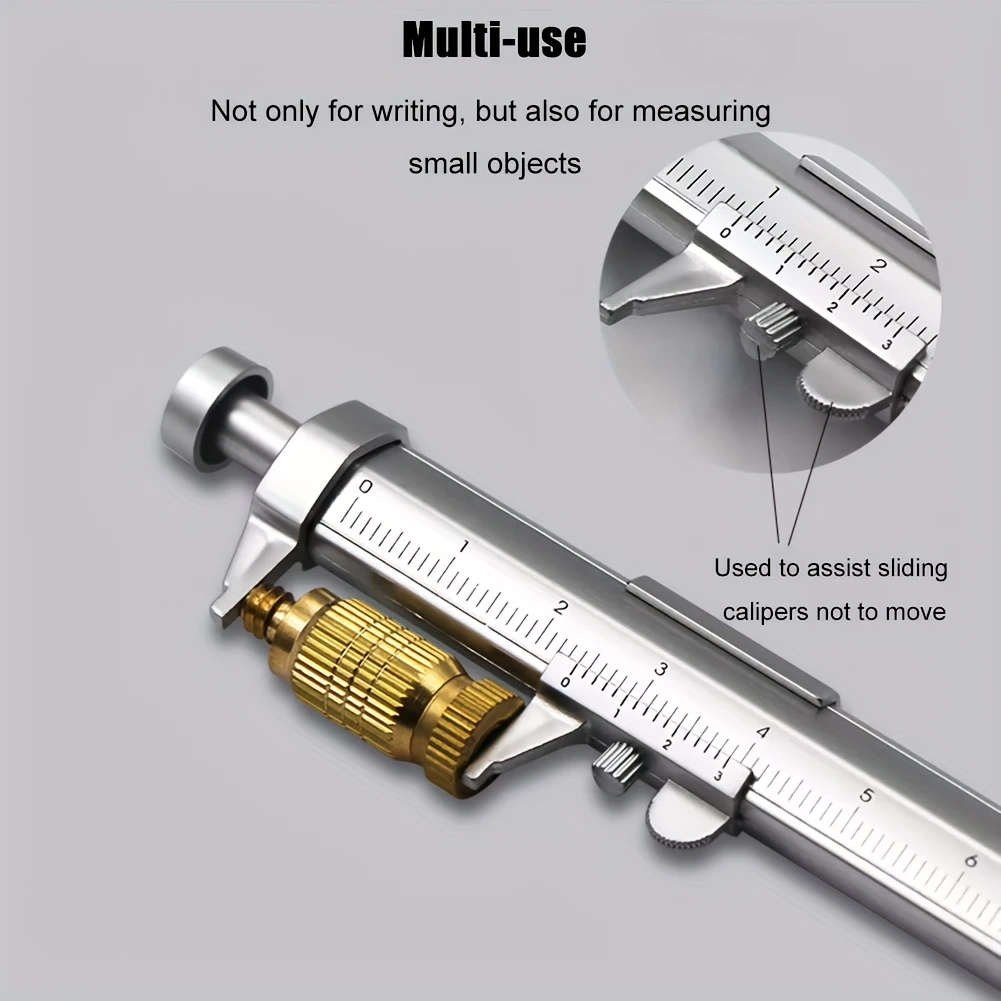 1pc Creative Vernier Caliper Rollerball Pen Multifunctional Neutral Ink Pen 0-100mm Round Ball Pen