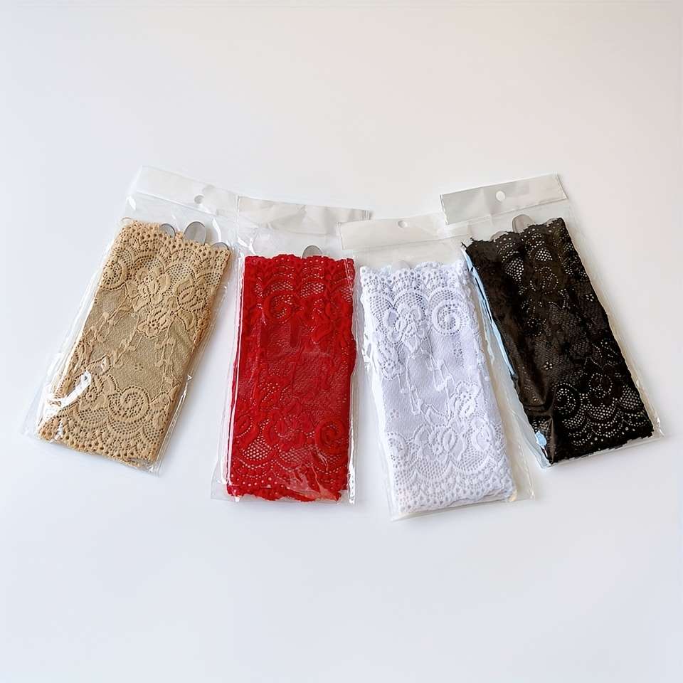1 Pair White Floral Lace Fingerless Gloves
