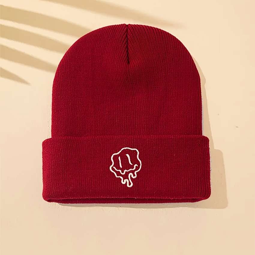 1pc Acrylic Knit Beanie Hat Casual Style Solid Color Warm Cap with Medium Stretch Hand Washab