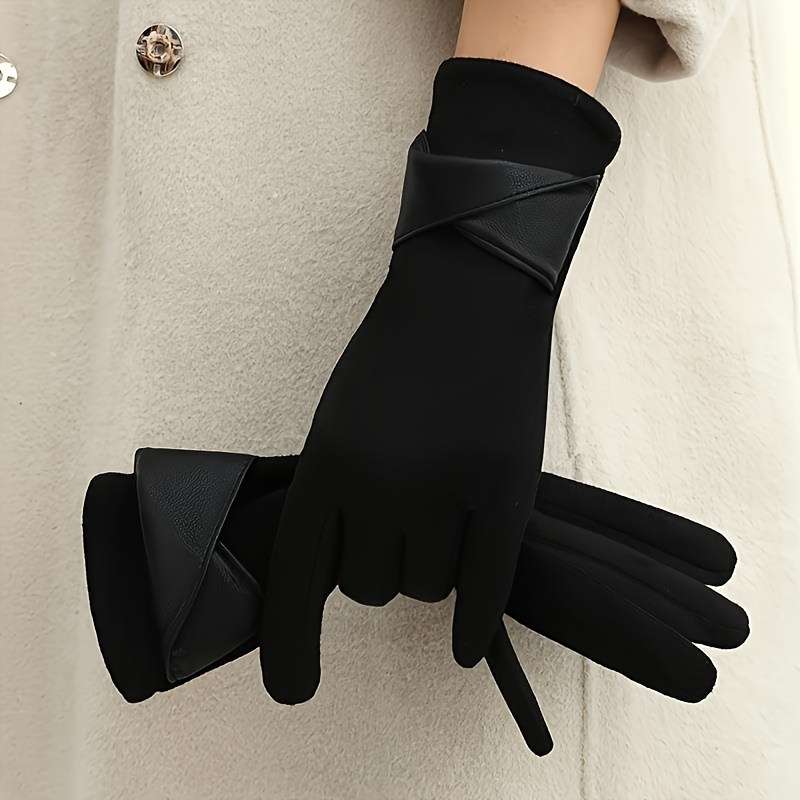 1 Pair Beige One Size Touchscreen Winter Gloves