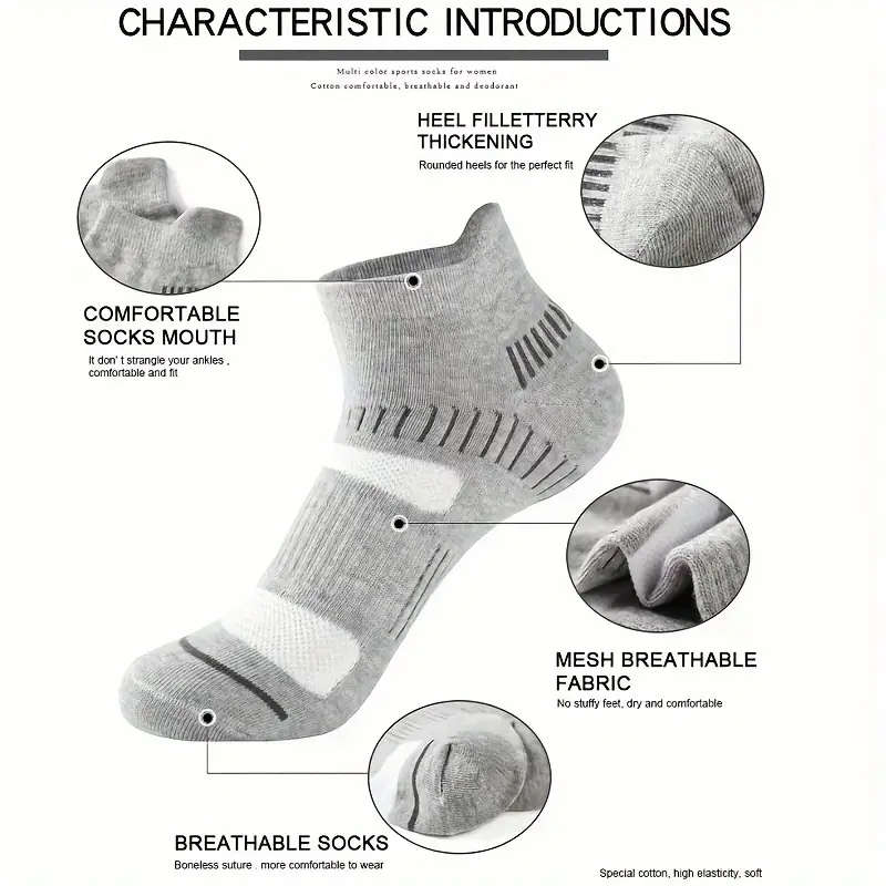 10 Pairs Of Unisex Athletic Socks