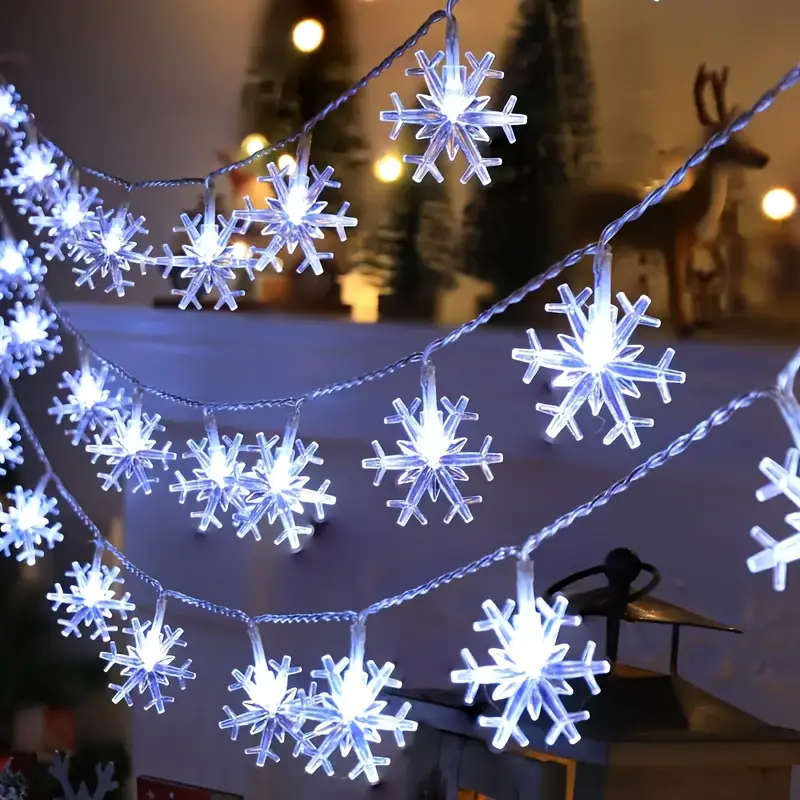 LED Snowflake Light Strings Warm Light 600cm