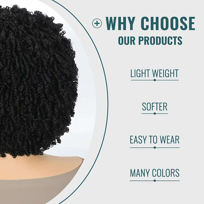 Beautiful Hair Short Synthetic Afro Kinky Curly Wig with Bangs 30cm