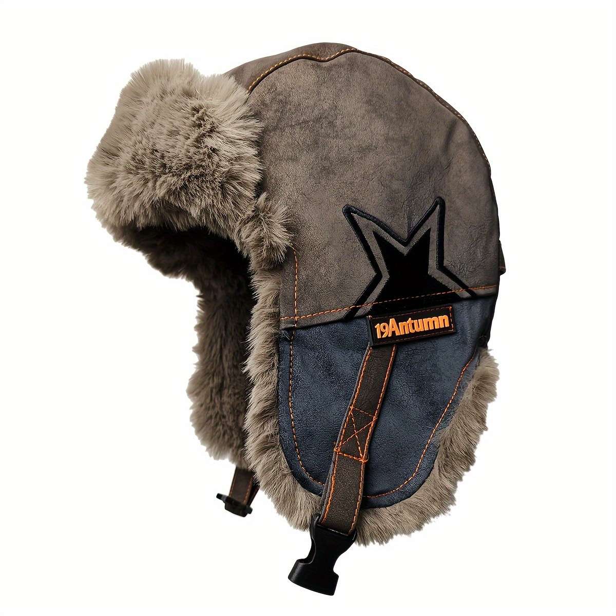 Unisex Retro Geometric Pattern Suede Velvet Winter Beanie Thickened Insulation Windproof Ear