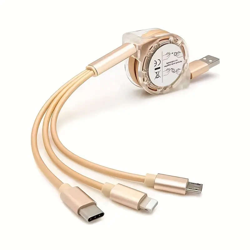 3in 1 Suitable for iPhone TYPE-C Micro b telescopic one to three mobile charging cable