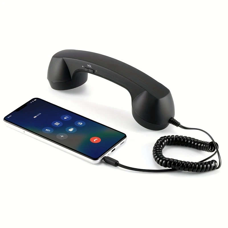 1Pc Retro Style Landline Phone Attachments For Mobile Devices Featuring 3.5Mm Jack Wired Handset Wit