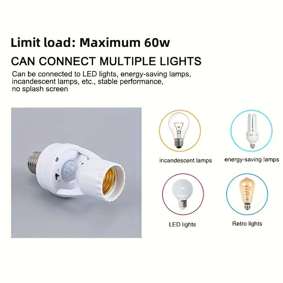 PIR Human Induction Motion Sensor LED Lamp Socket Base E27