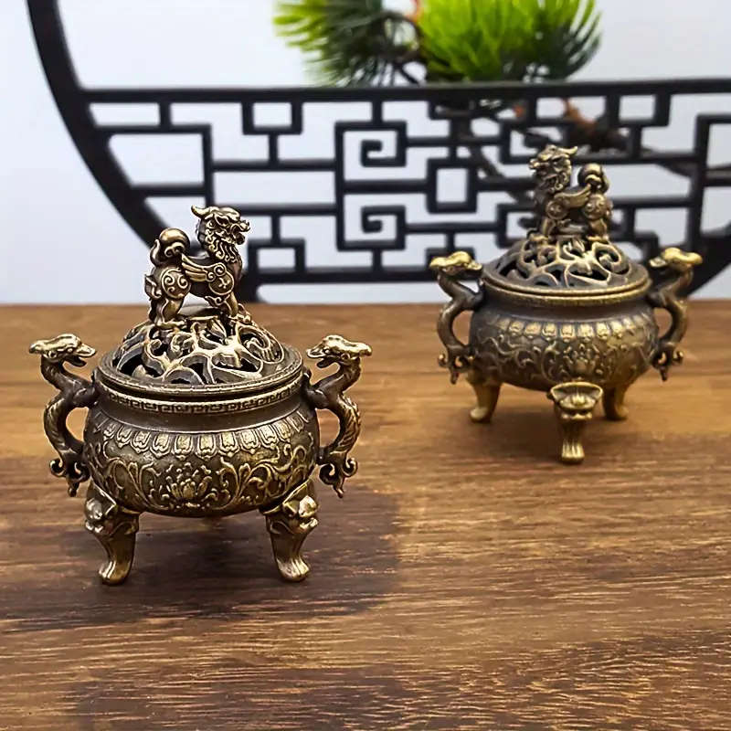 1 x Vintage Metal Kirin Incense Burner