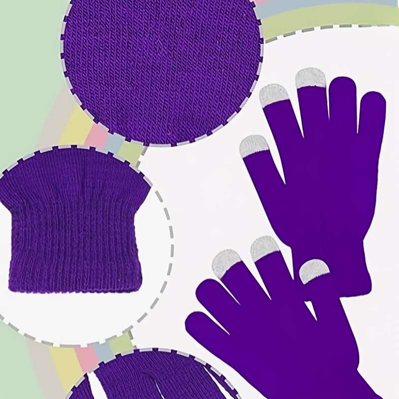 1 Pair Purple Warm Gloves