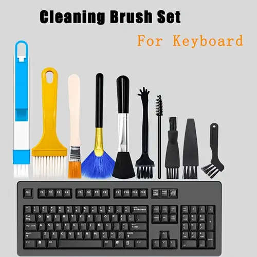 10pcs Keyboard Cleaning Brush Set Desktop Computer Keyboard Dust Cleaner Kit with PVC Material Push