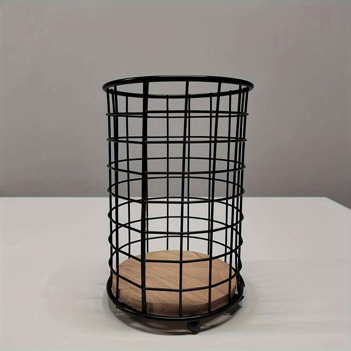 1pc Large Black Metal Kitchen Utensil Holder Modern Rectangular Countertop Organizer for Cook