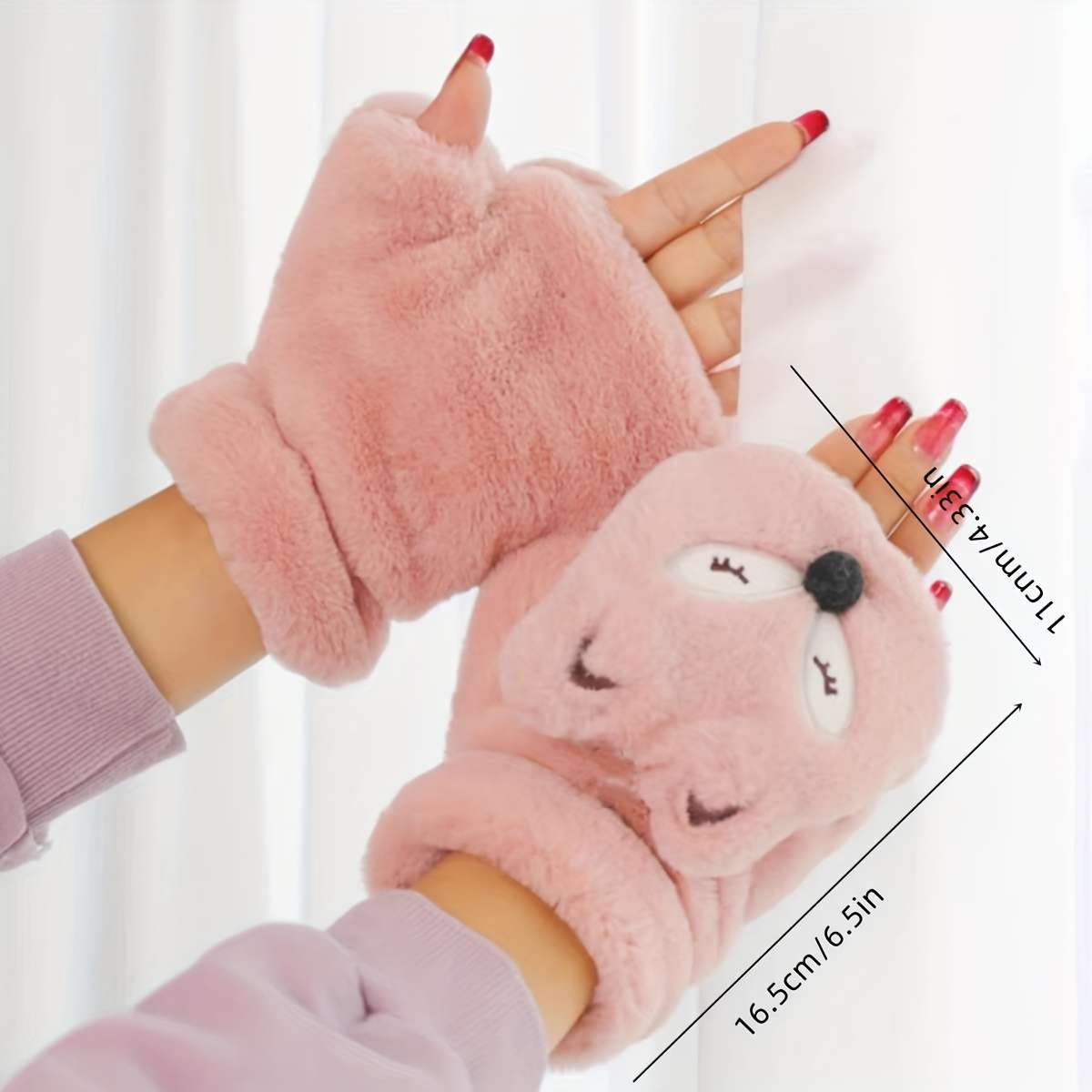 1 Pair Pink Warm Gloves