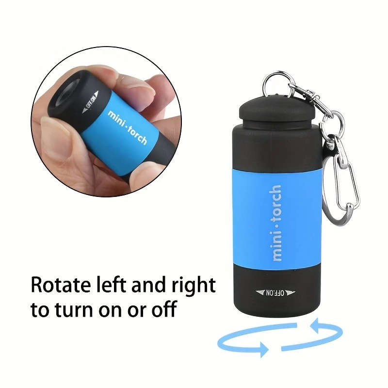 Modern Mini Handheld Usb Charging Flashlight Plastic Rotate To Open Adjustable Battery Powered
