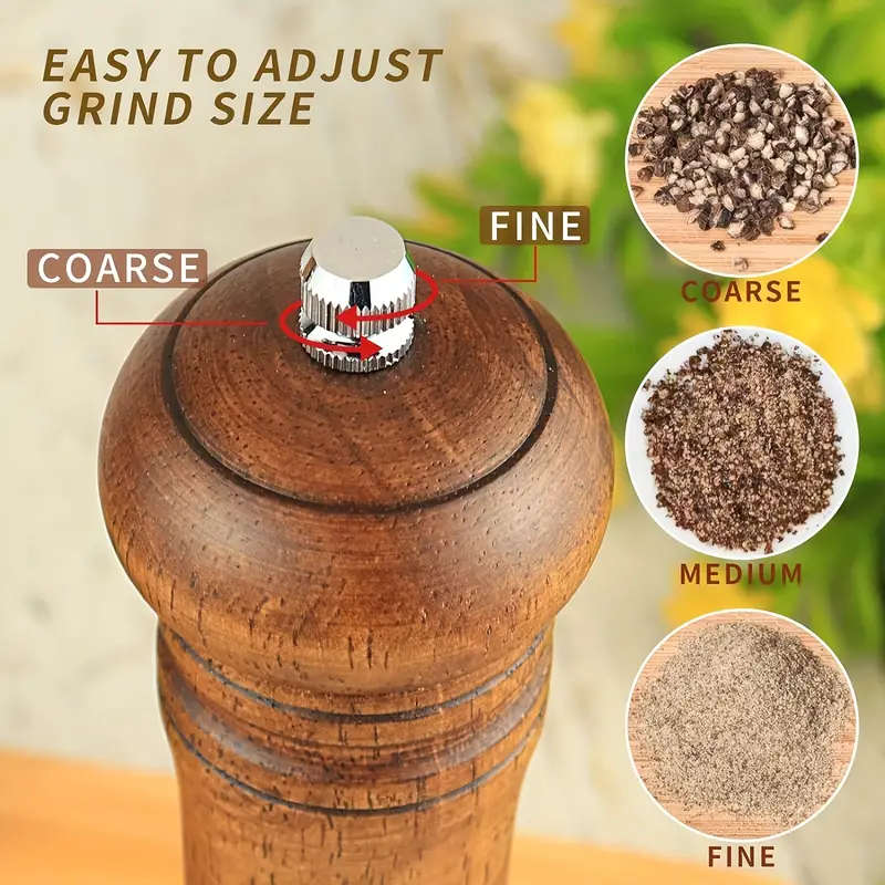 Premium Wooden Manual Pepper & Salt Grinder with Clear Viewing Window
