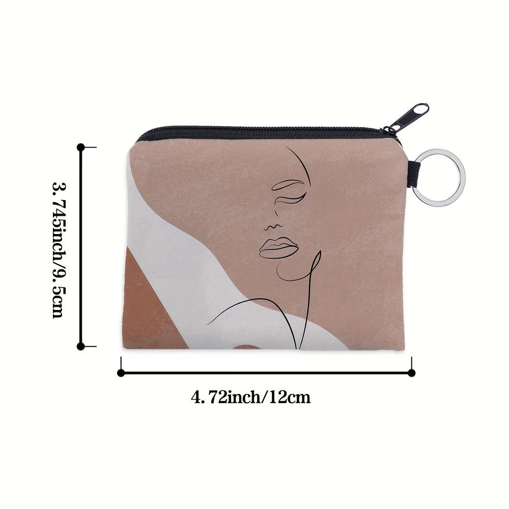 1pc Digital Print Face Pattern Coin Purse Multifunctional Key Card Holder