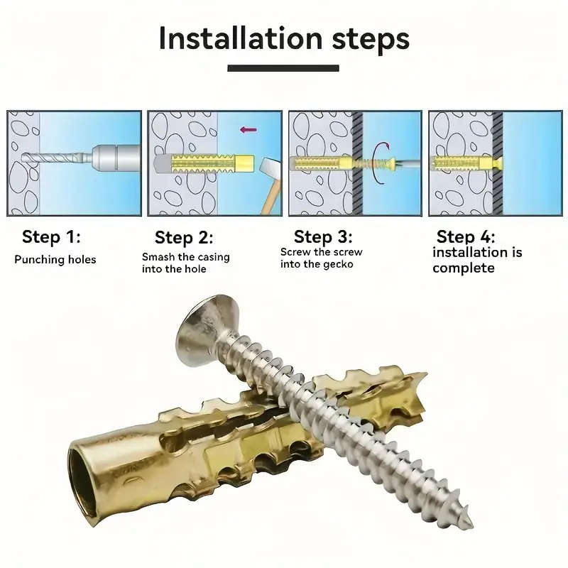 50 Pcs 25 Sets Of Iron Serrated Gecko Expansion Screws Light Metal Expansion Pipe Nails M6