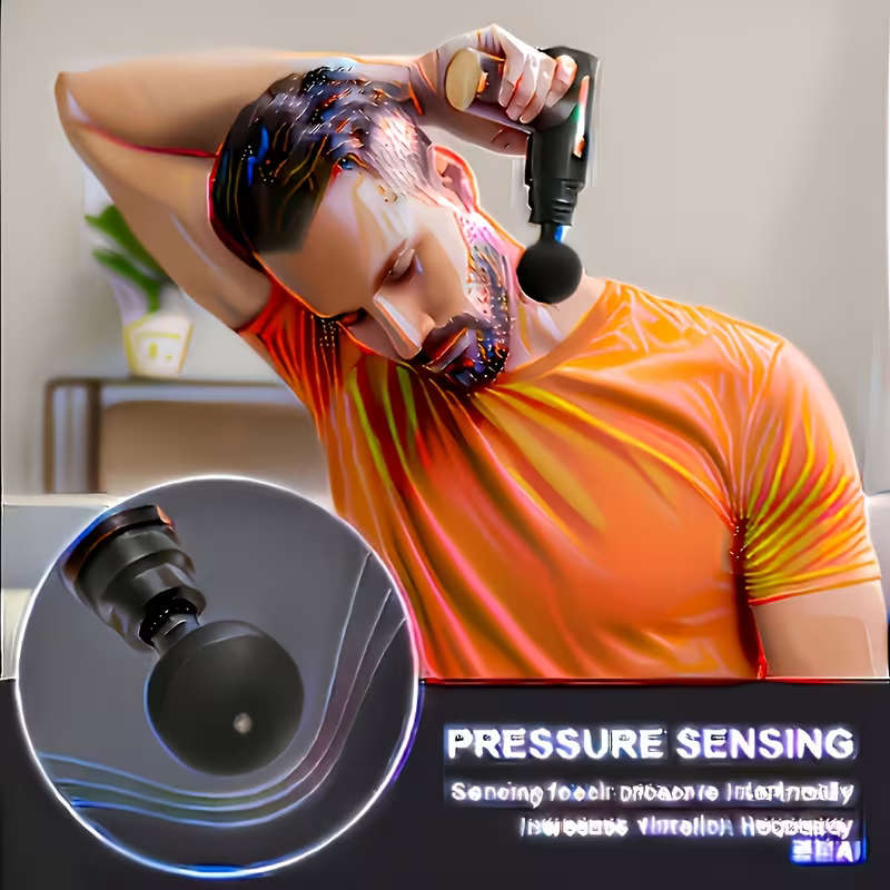 USB Rechargeable 4 Head Interchangeable Massage Gun With 6 Adjustable Settings LCD Display