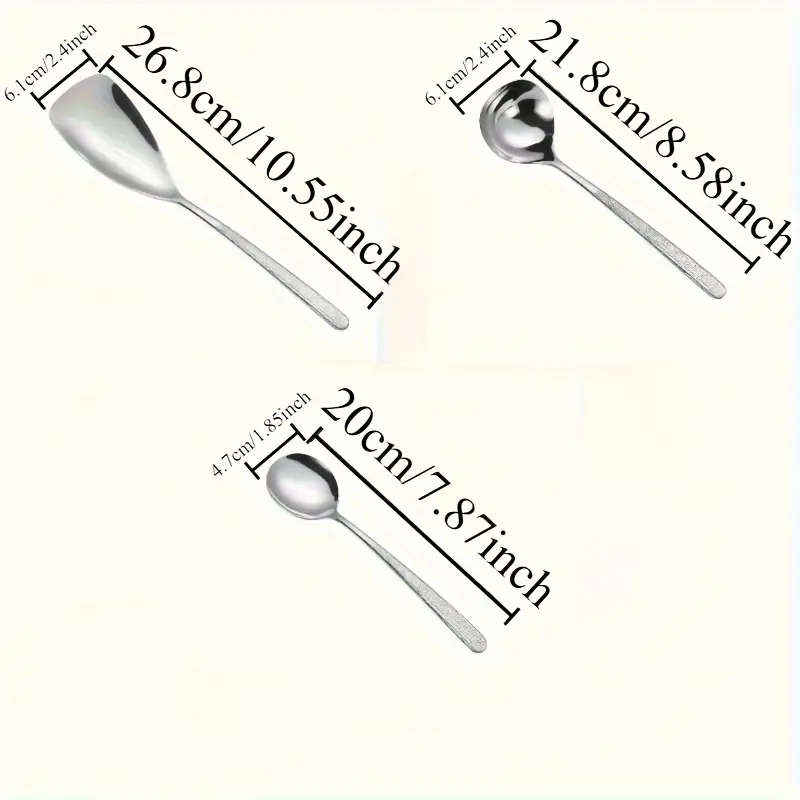 3 Piece Thickened Stainless Steel Serving Spoon Set - Hammered & Mountain Rock Pattern