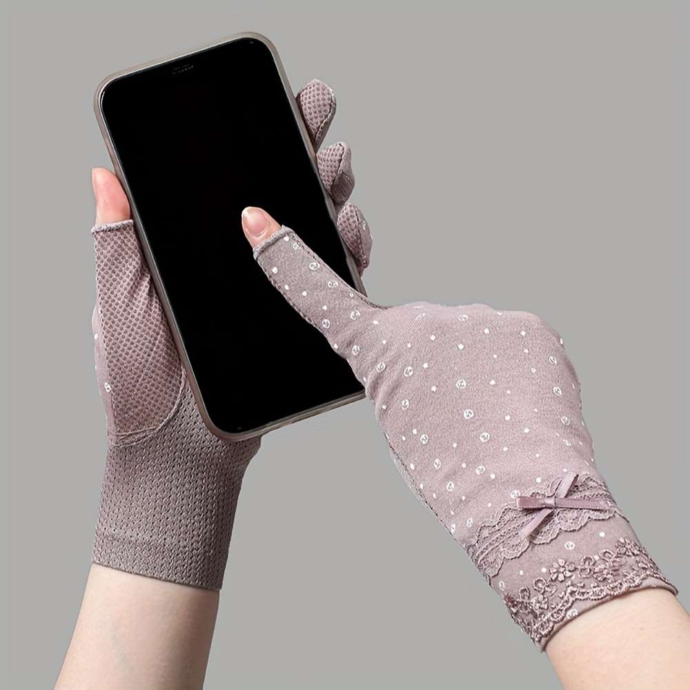 1 Pair Light Pink Summer Lace Gloves