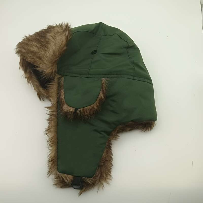 1pc Men's Winter Trapper Hat with Ear Flaps High Quality Windproof Insulated Faux Fur Lining A