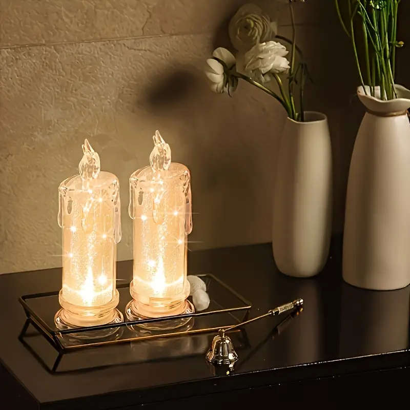4 Pieces Acrylic Battery Operated LED Flameless Candles