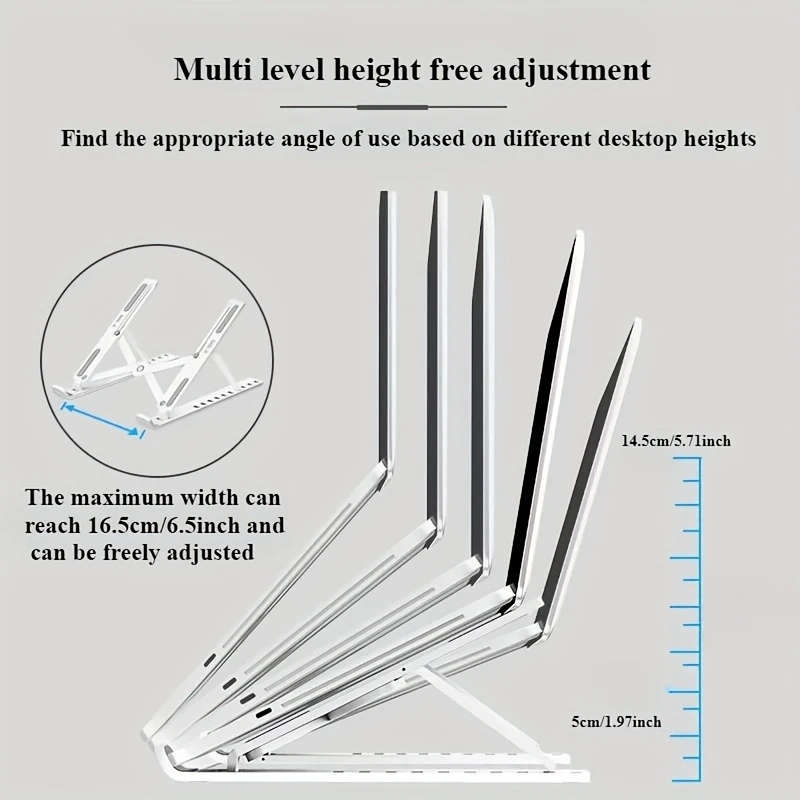 1pc Adjustable Laptop Stand with 7-Angle Tilt Portable Foldable ABS Plastic Helps Improve Airflow Id