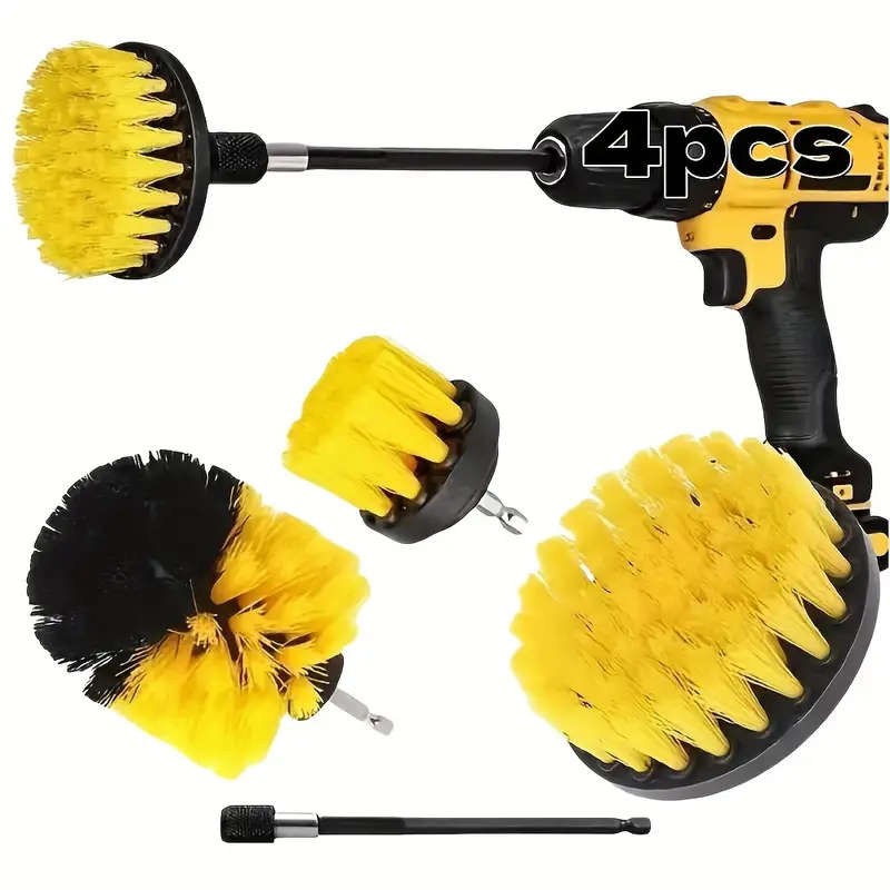4pcs Electric Drill Brush Set with Extension Rod