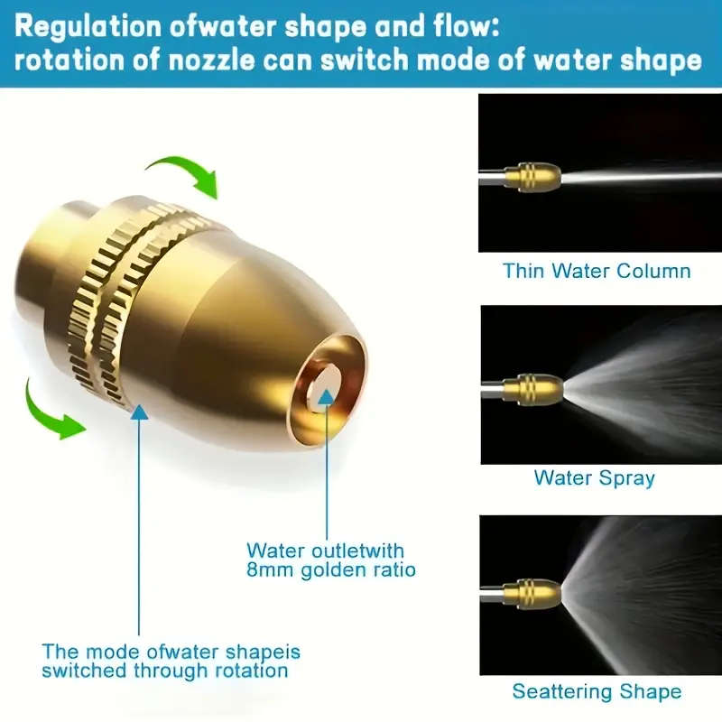 1Pc High Pressure Metal Car Wash Water Gun With Adjustable Spray Nozzle