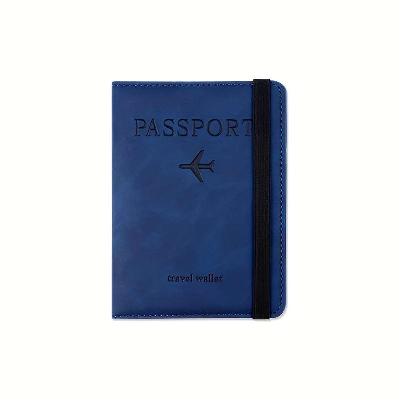 1pc OBCREATOR Faux Leather Travel Passport Holder Wallet Sleek Black Design with Multiple Compart