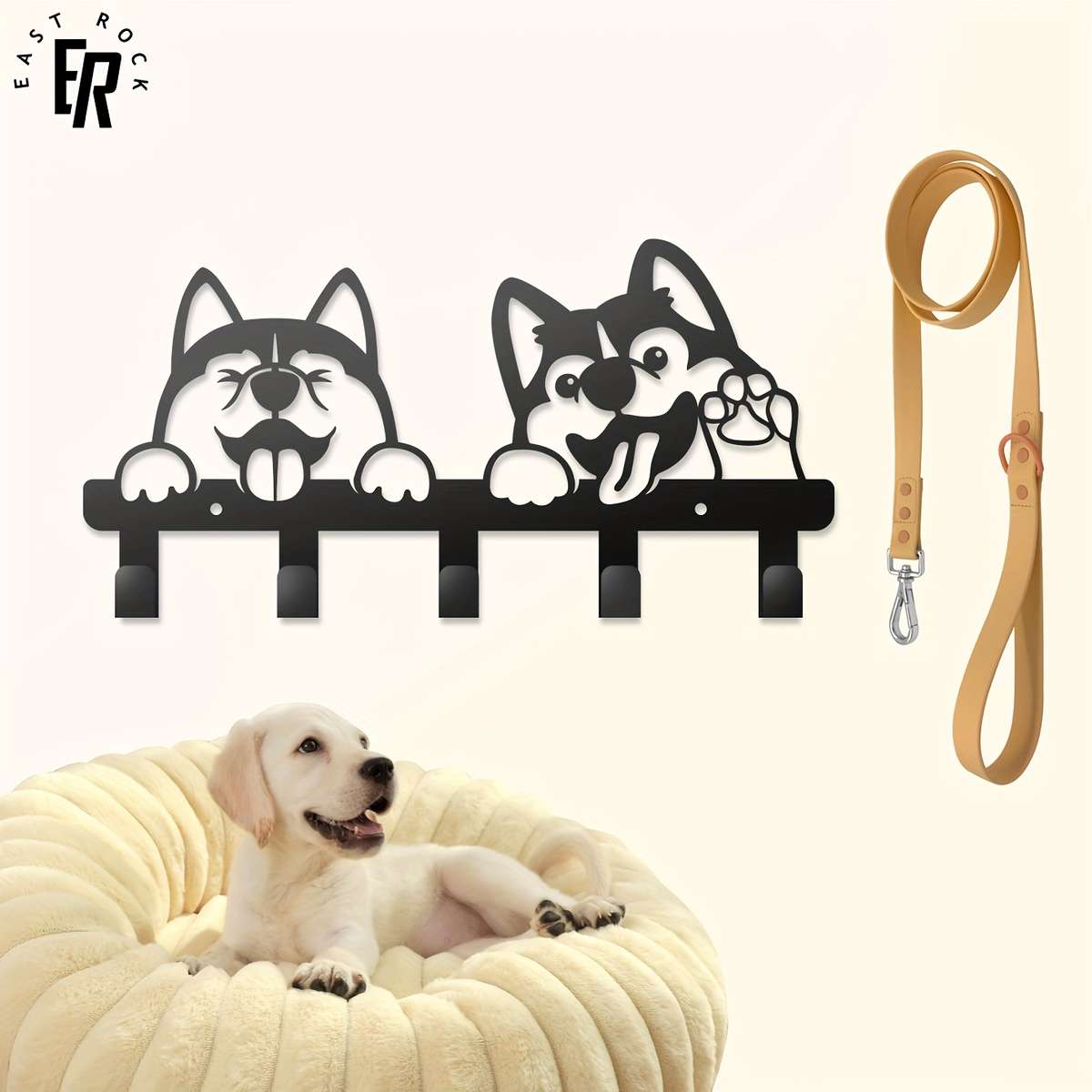 1pc Adorable Metal Dog-Themed Key Holder Rust-Resistant Wall-Mounted Multi-Functional Ho