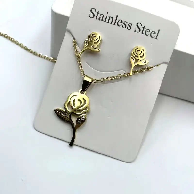 Stainless Steel Jewelry Set for Women - Rose