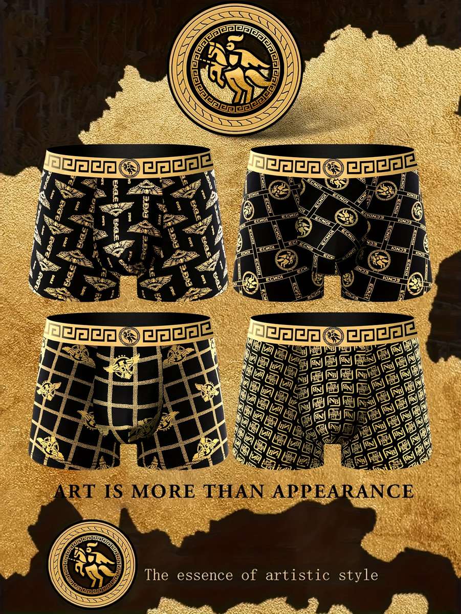 Mens Underwear Color 4Pcsblack Golden Nb Group Sizem
