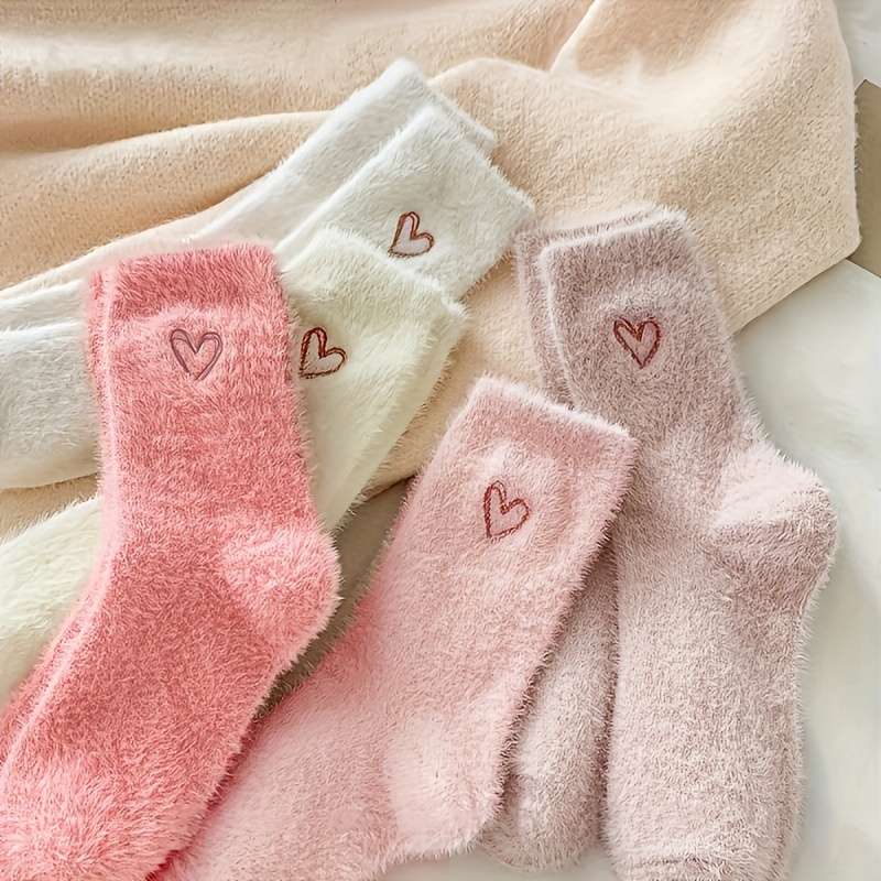 Sock 5 Pairs Mixed Colors Heart Warm Socks One Size