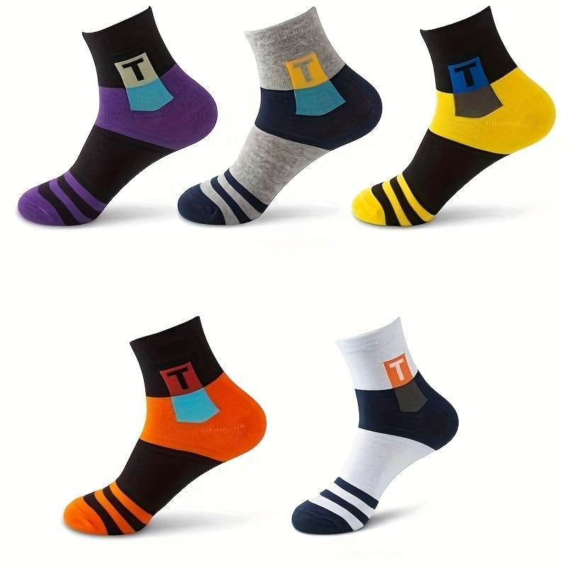 5 Pairs Mixed Colors One Size High Elastic Socks