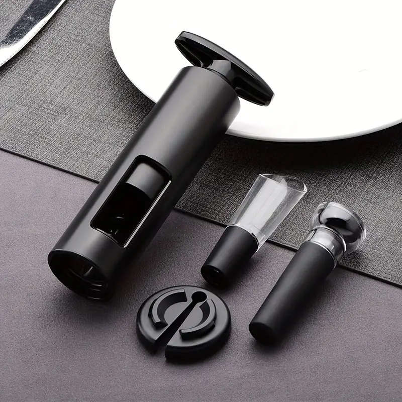 Self-Pull Pump Wine Opener Set with Wine Stopper Pourer and Foil Cutter Plastic Handy Bar Party Acce