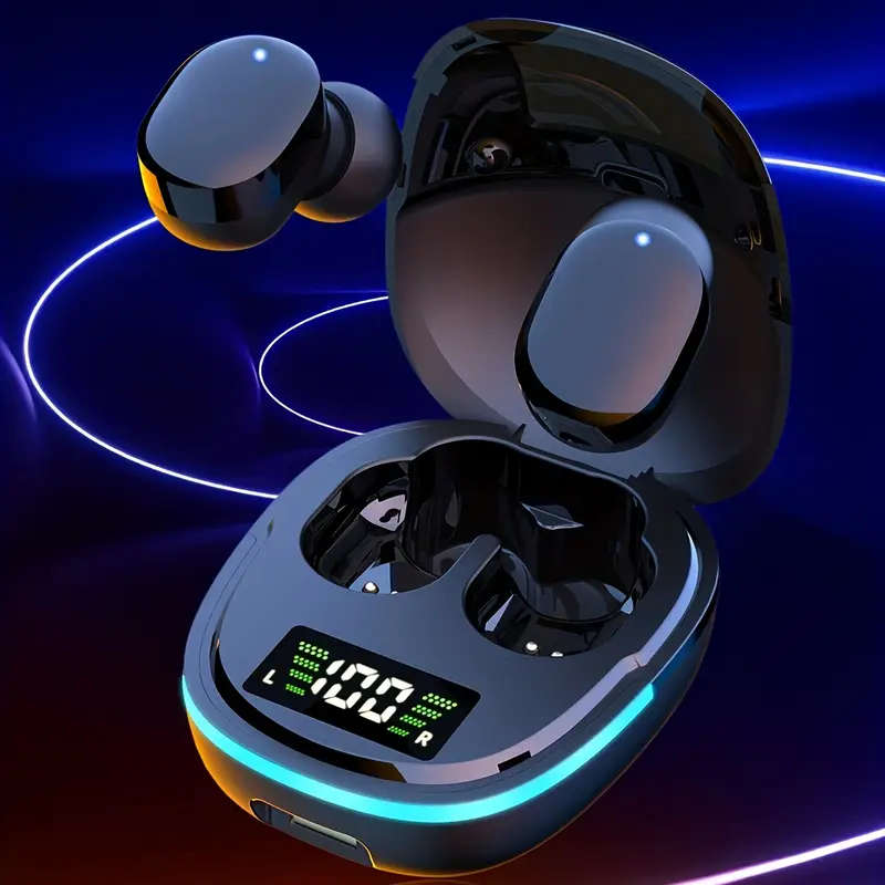 Sleek Wireless Earbuds with LED Display Touch Control USB Charging Case Ideal for Sports Gaming