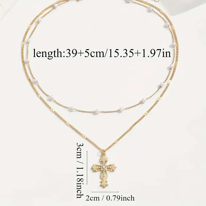 Elegant Multi-Layer Cross Pendant WITH Necklace