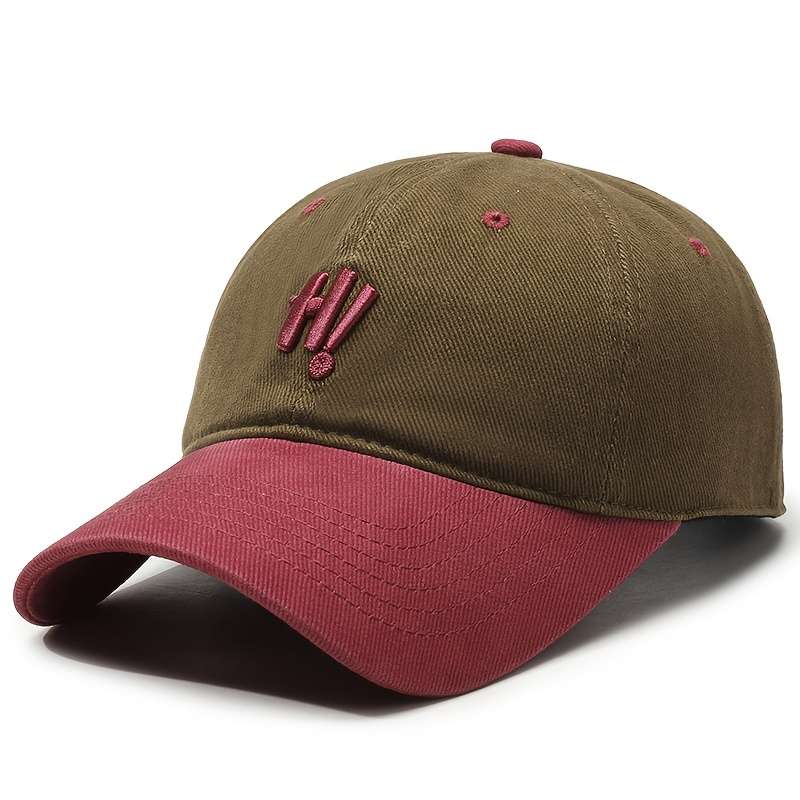 1pc Everyday Practicality Adjustable Two-Tone Baseball Cap with Embroidered Logo Lightweight Su