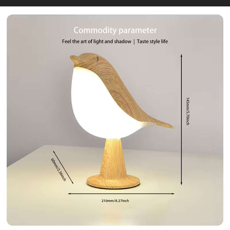Art Deco Style Bird-Shaped Led Table Lamp mahogany