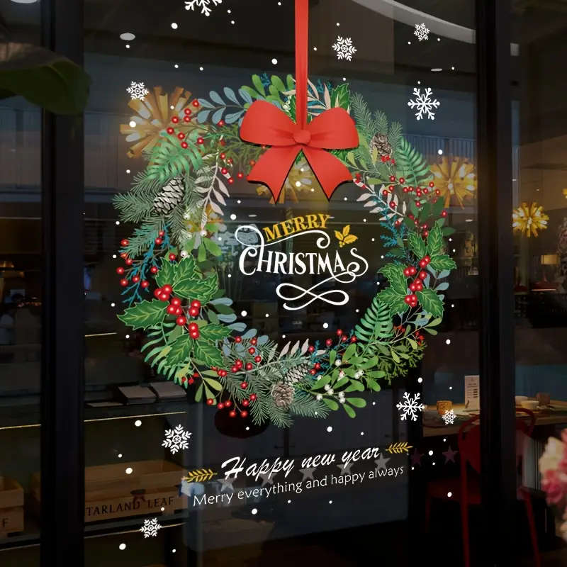 Christmas Window Decorations Static Window Stickers With Merry Christmas Text