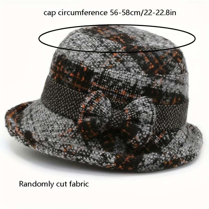 1pc Set Women'S Hat Stylish Vintage Style Autumn And Winter Fisherman'S Hat with Bow Design