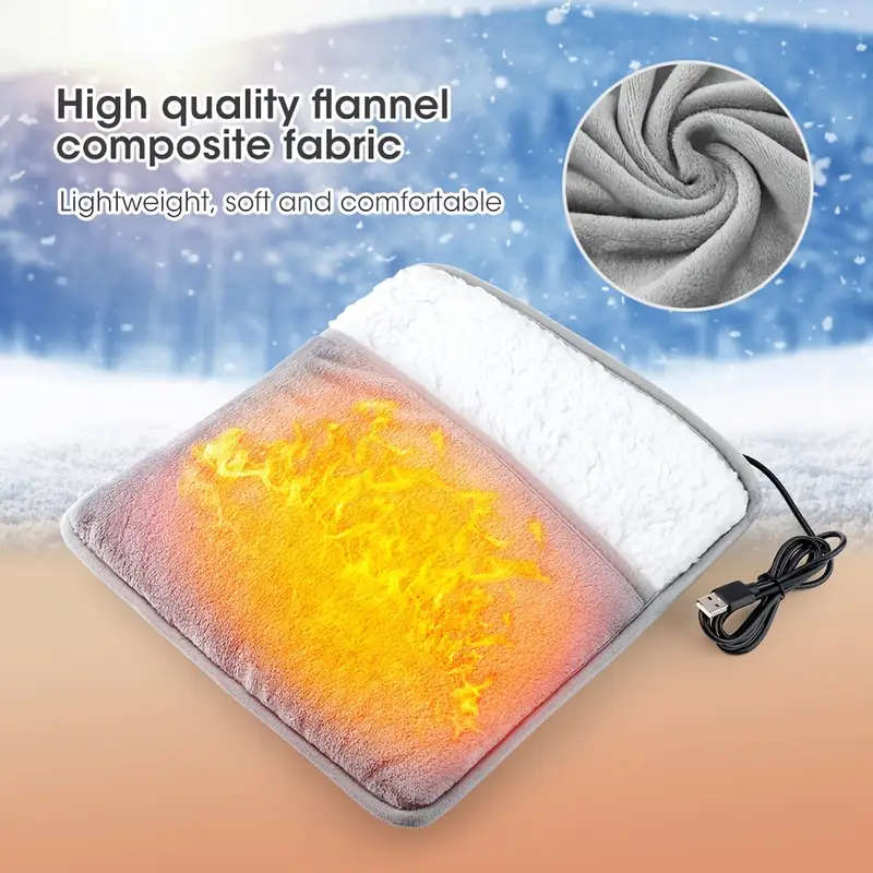 1pc USB-Powered Electric Foot Warmer Washable Flannel Heating Pad for Cozy Home Comfort