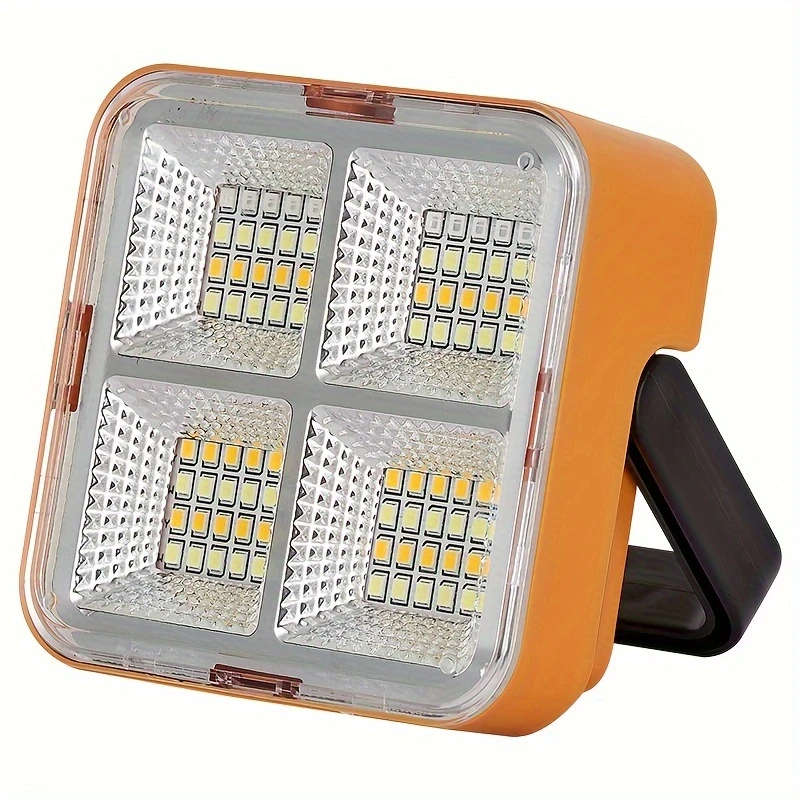 1pc Solar Rechargeable Camping Lamp Portable Outdoor LED Floodlight USB Rechargeable Emergency Light