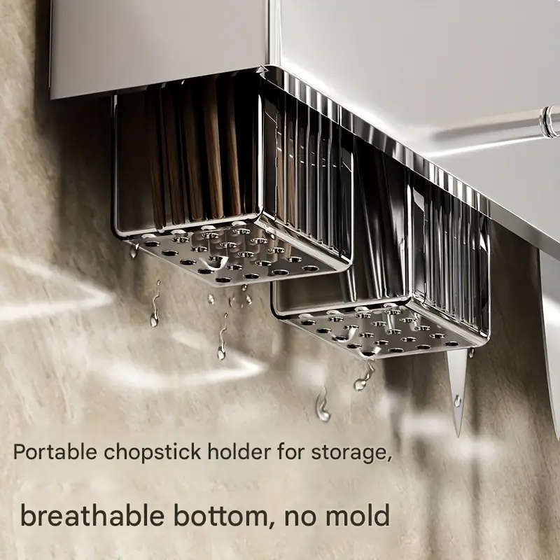 1pc Modern Wall-Mounted Kitchen Rack Carbon Steel Multi-Functional Utensil Holder 50cm